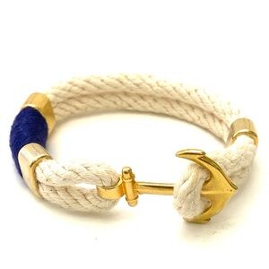 Nautical Ivory/Gold/Blue Corsica Rope Bracelet